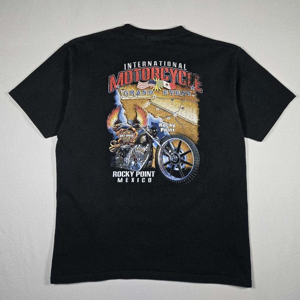 Vintage Harley Davidson Yazbec Tag Black Rocky Point Mexico Motorcycle Rally L
